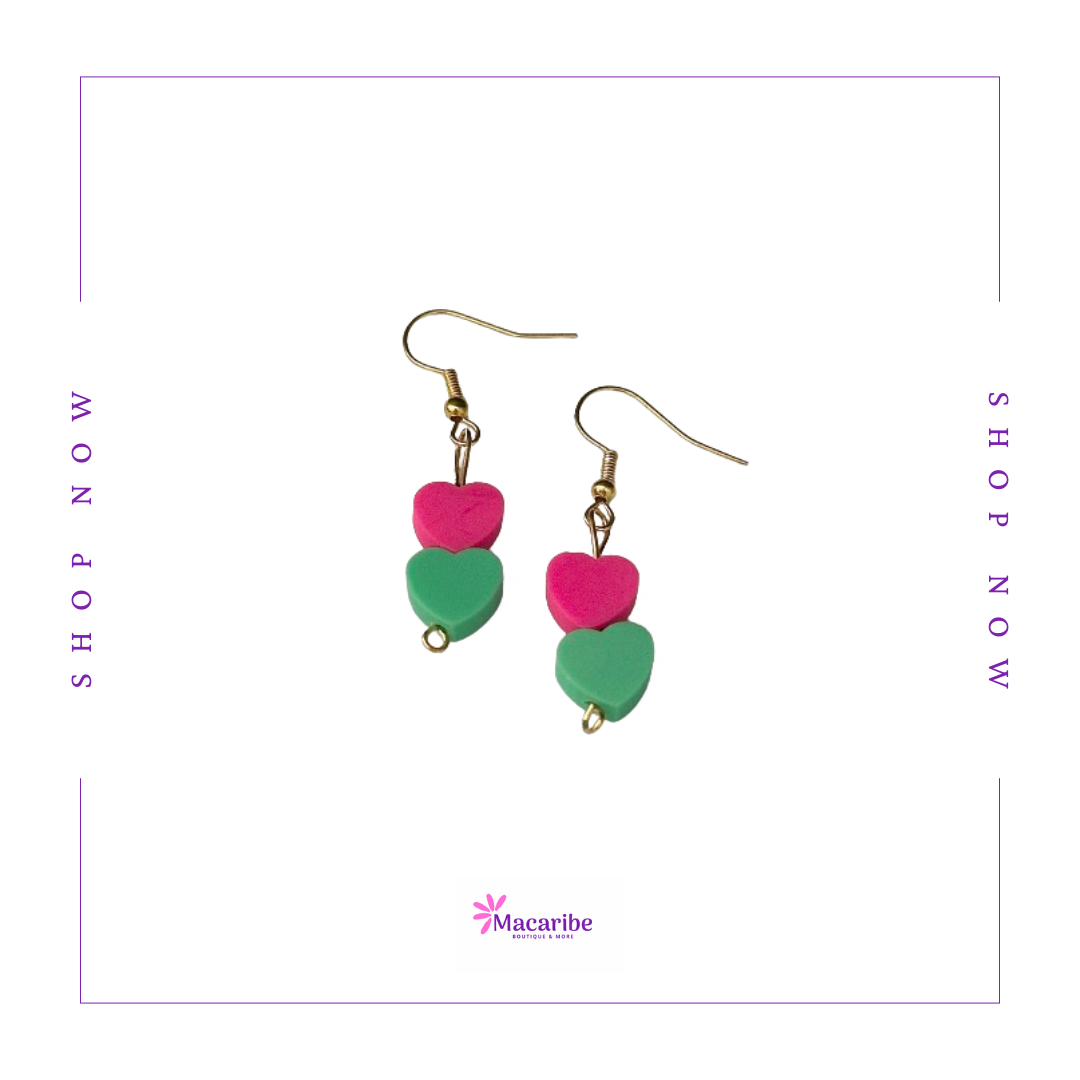 Two Colored Heart Earrings