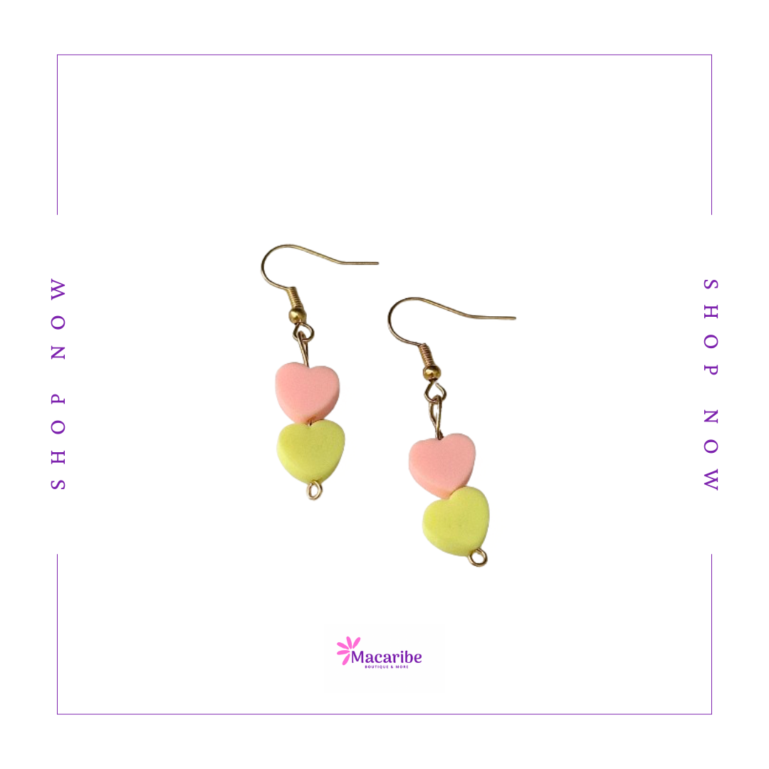 Two Colored Heart Earrings
