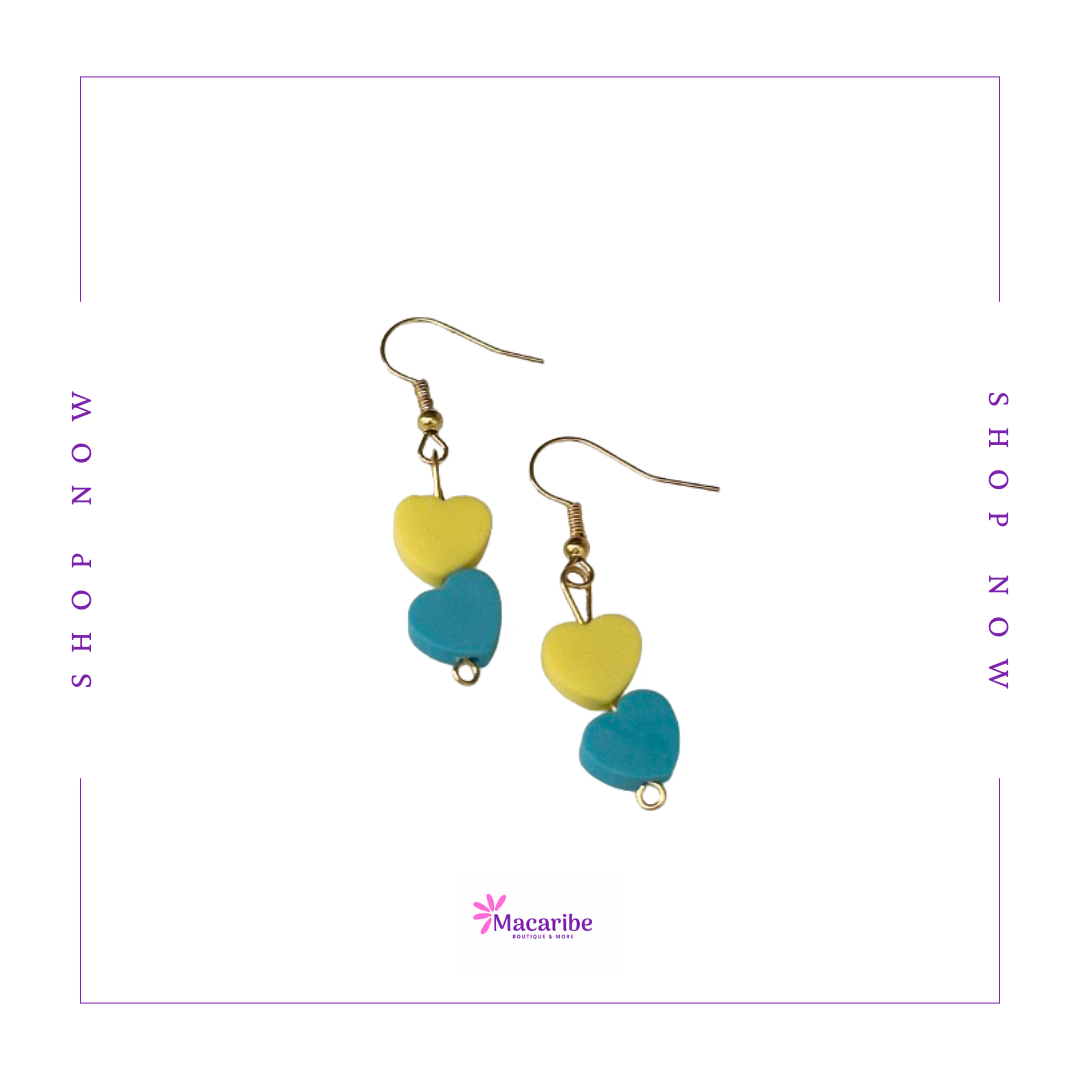 Two Colored Heart Earrings