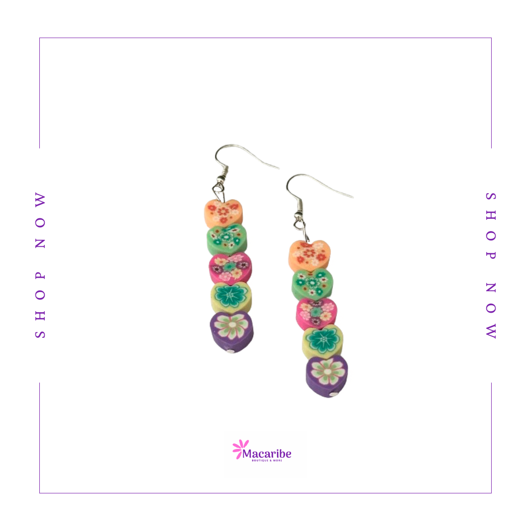 Multicolored Heart Line Earrings