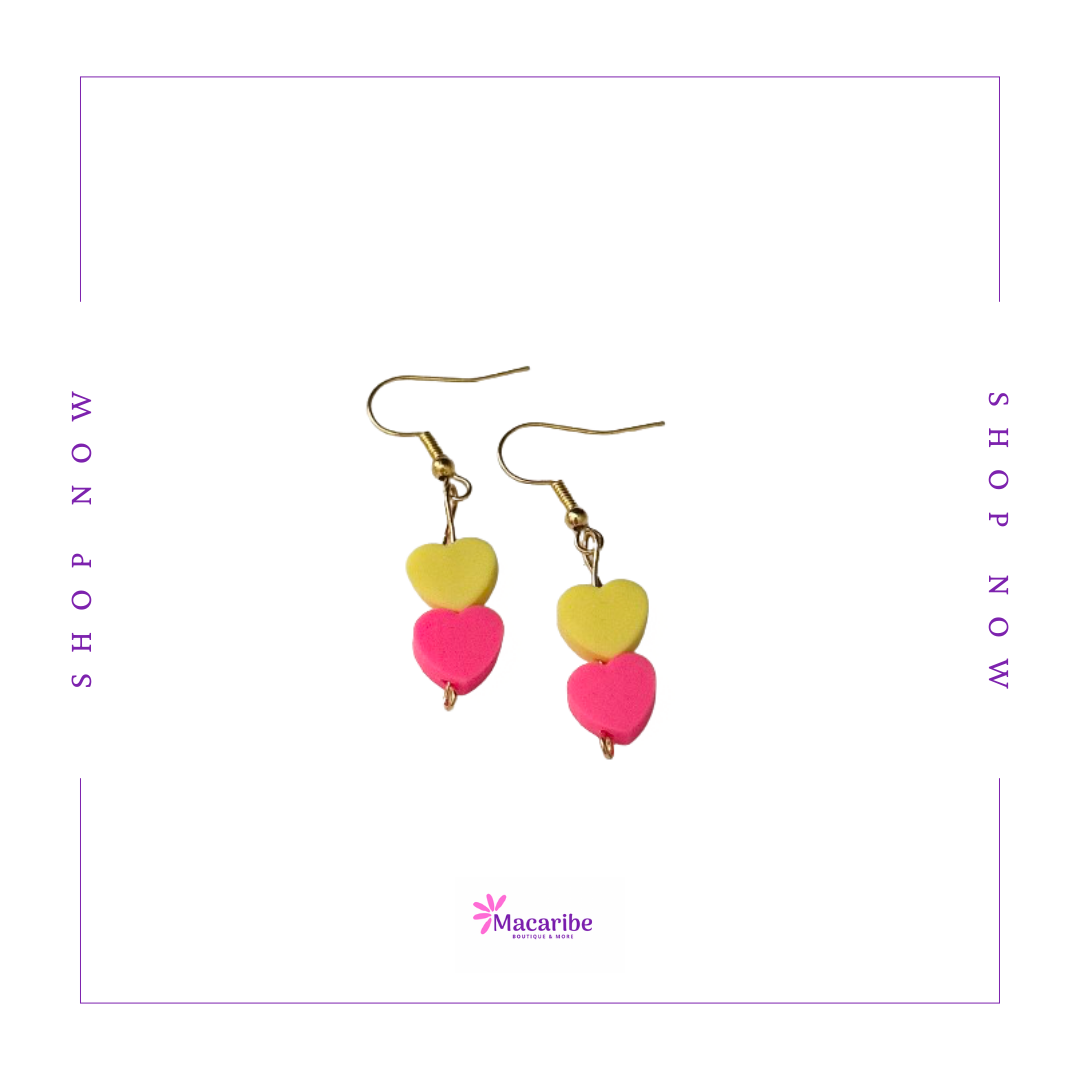 Two Colored Heart Earrings