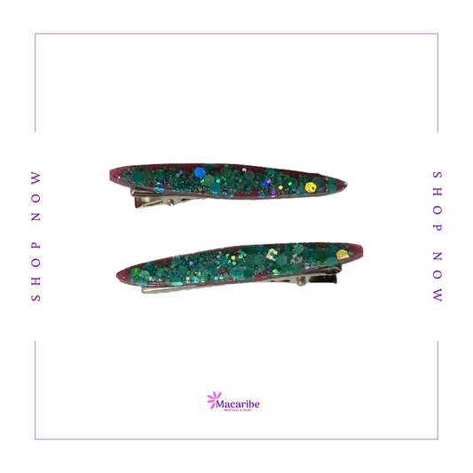 Pink & Blue Shiny Resin Hair Clips