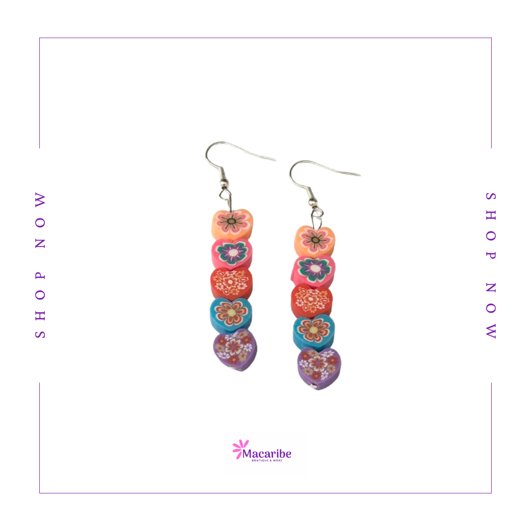 Multicolored Heart Line Earrings