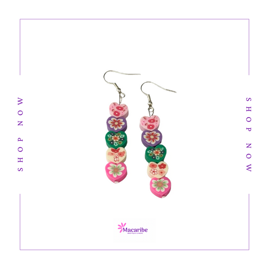 Multicolored Heart Line Earrings