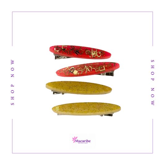 Pink & Yellow Thin Resin Hair Clips