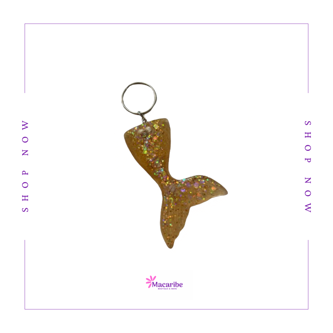 Golden Mermaid Resin Keychain Tail