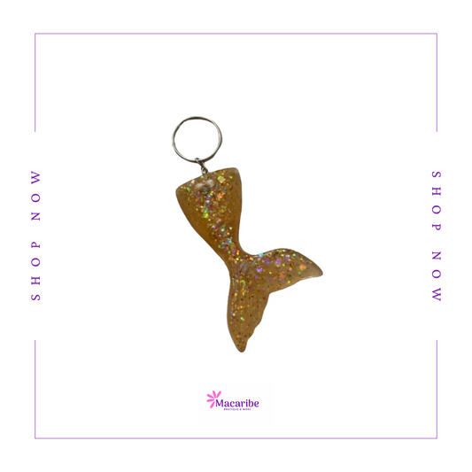 Golden Mermaid Resin Keychain Tail