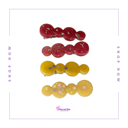 Pink & Yellow Cloud Resin Hair Clips