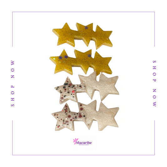 White & Yellow Star Resin Hair Clips