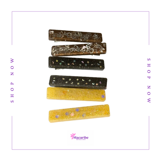 Tricolor Rectangular Resin Hair Clips