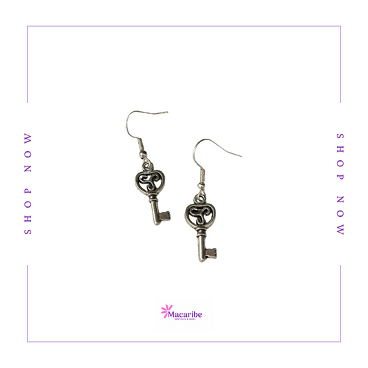Love Key Charm Earrings