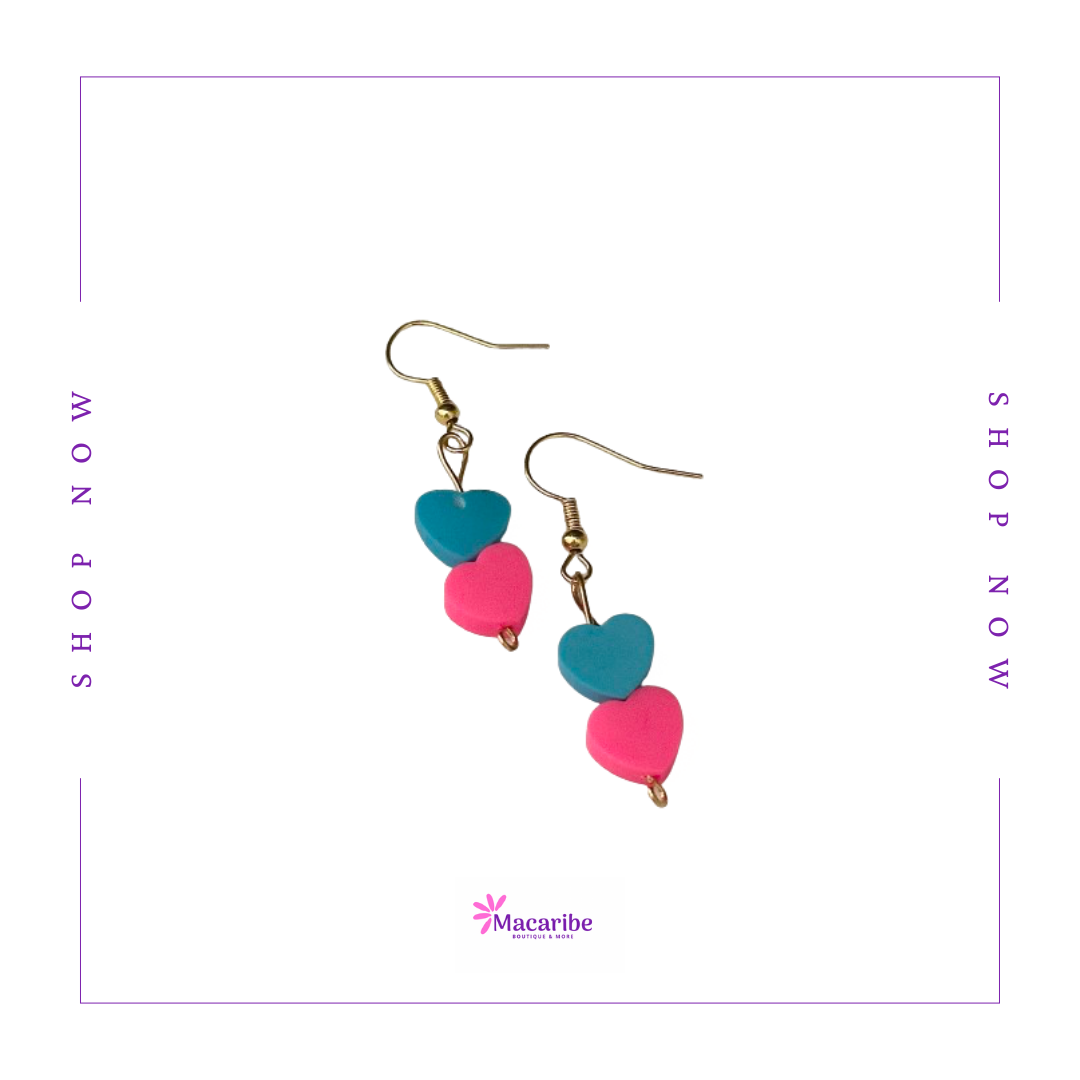 Two Colored Heart Earrings