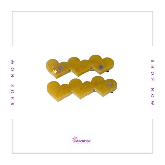 Yellow Heart Resin Hair Clips