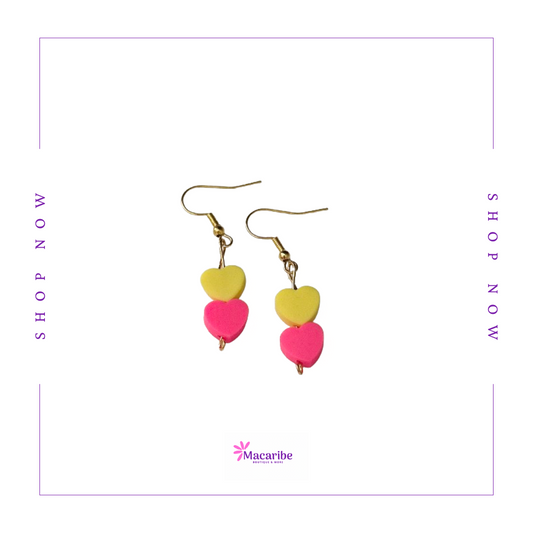 Two Colored Heart Earrings