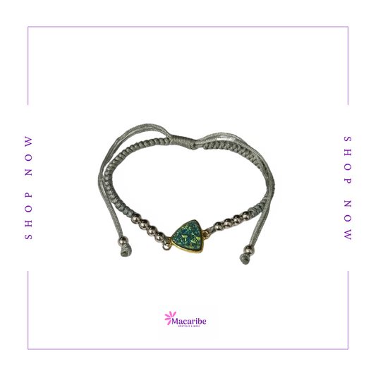 Adjustable Triangle Charm Macrame Bracelet
